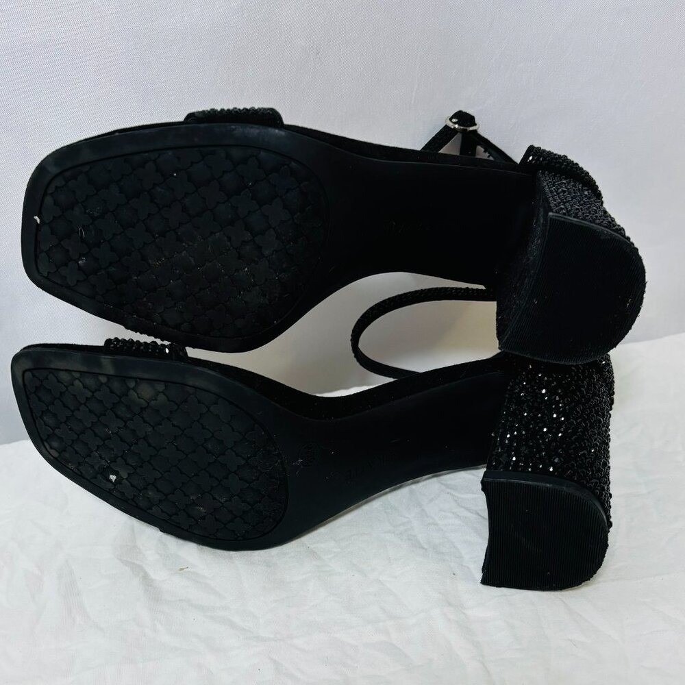 Kelly & Katie Caital Sandals Women 8.5 Black Rhinestone Block Heel Dress Shoes - Picture 7 of 7